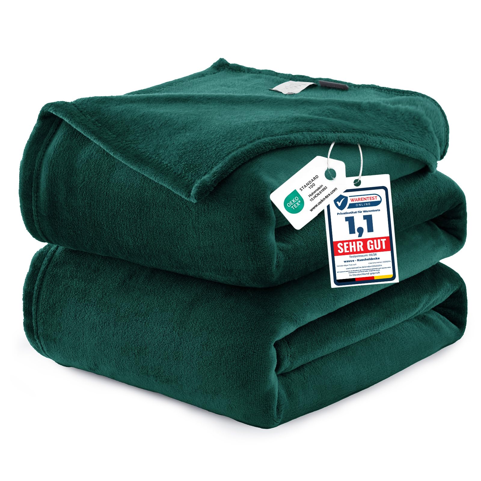 WAVVE Fleece Blanket Queen Size XL Forest Green 7ft x 8ft - Fluffy Soft Warm Versatile Large Throw Blanket for Bed/Sofa/Couch, 220x240 cm
