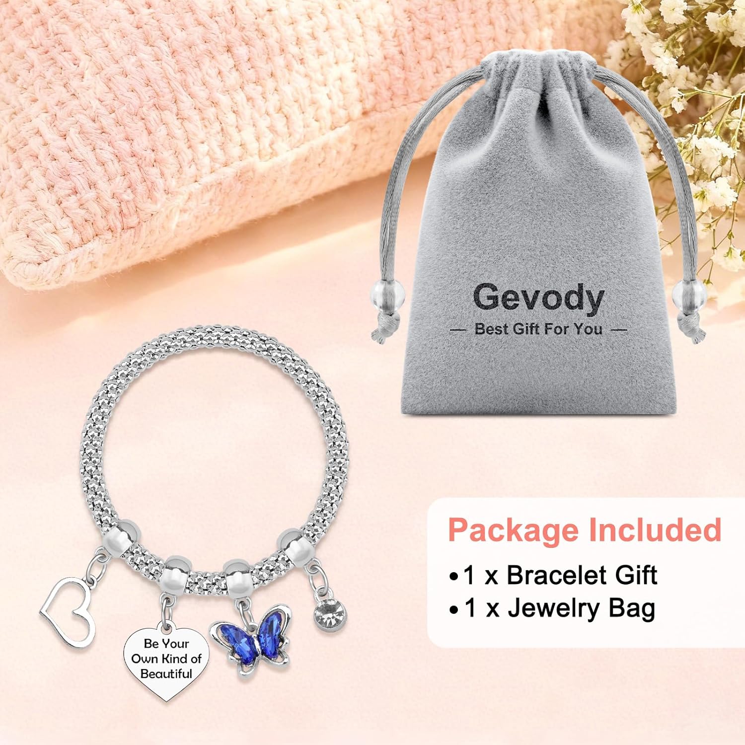 Inspirational Bracelet for Woman Butterfly Lovers Family Friend Encouragement Birthday Gifts for Daughter Sister Motivational Bracelets Christmas Graduation Present for Granddaughter Stretch Jewelry - Image 6