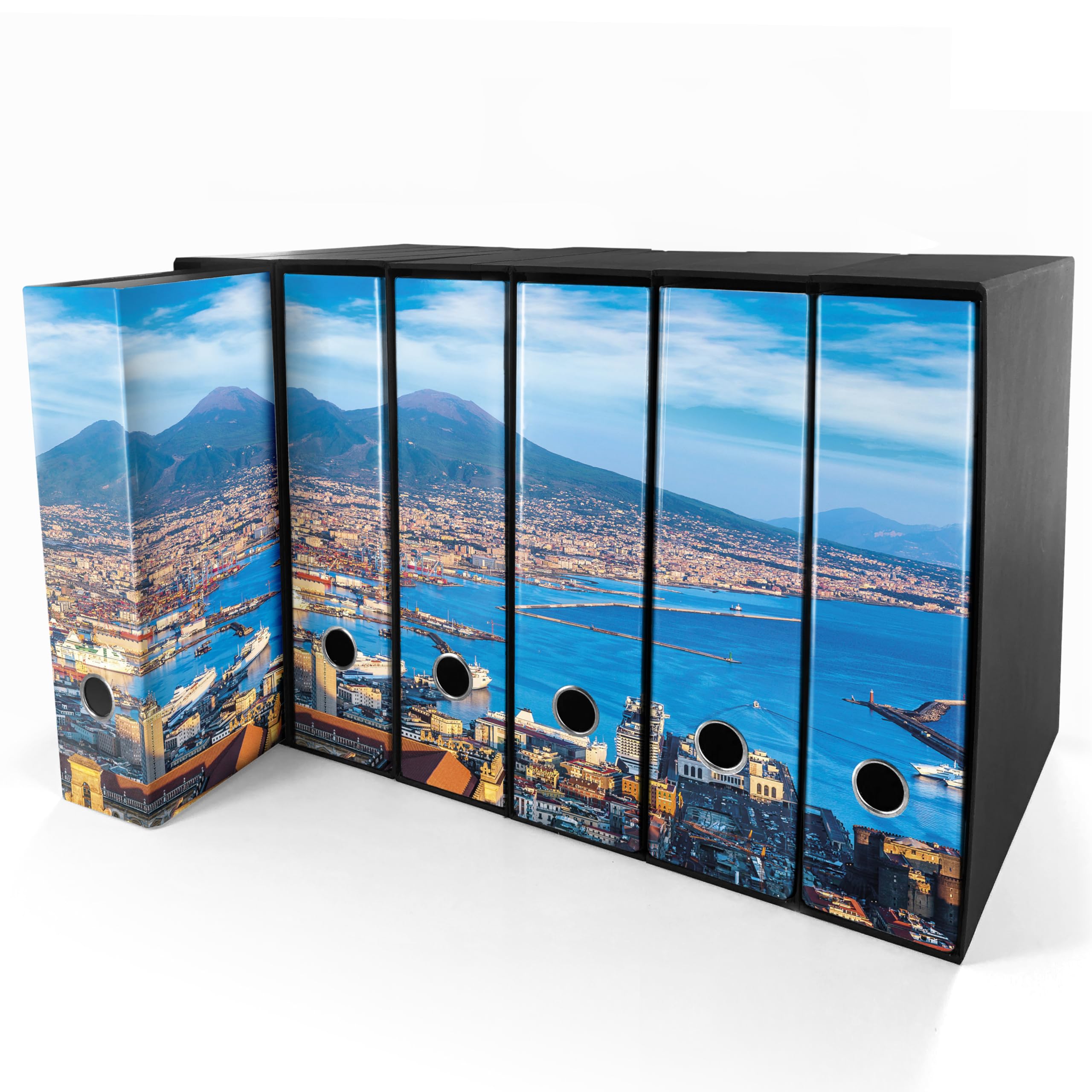 Set da 6 raccoglitori ad anelli GOLFO DI NAPOLI- Faldoni SHAREPRINTING (H31 con 4 anelli)
