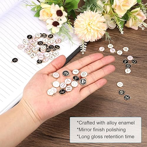 Miniatura 4 de MECCANIXITY Colgante de letras del alfabeto de doble cara, para collar, pulsera, aretes, joyería