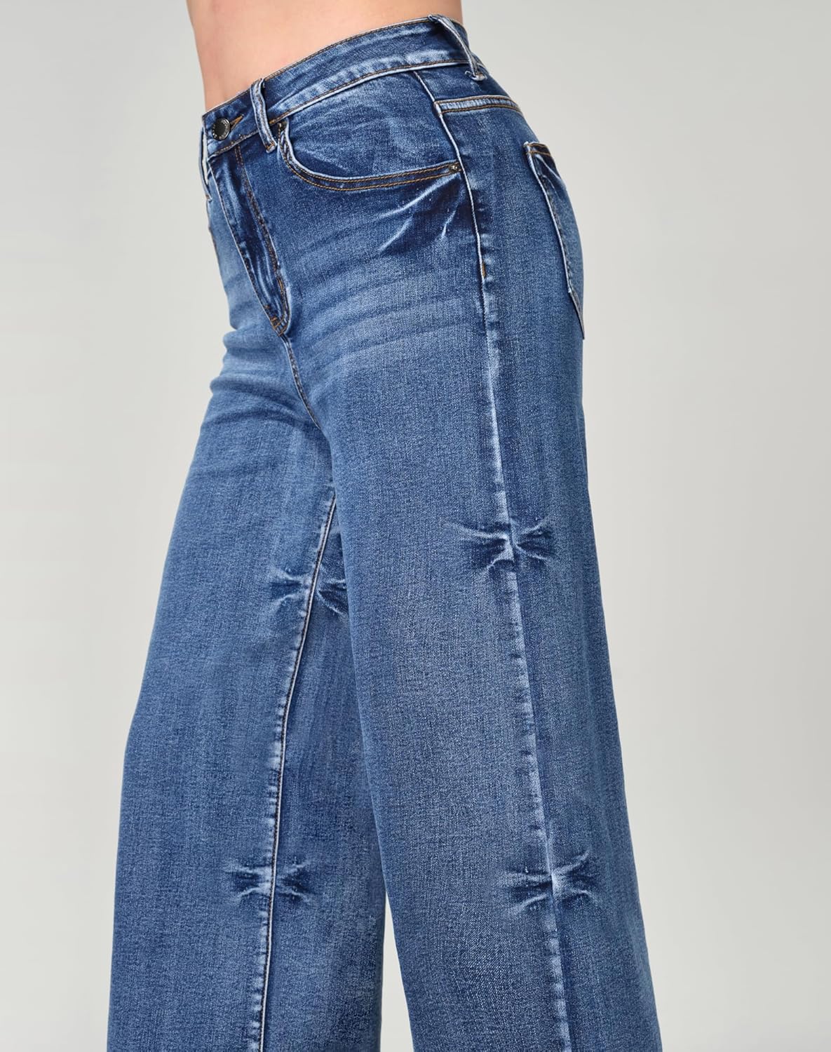 roswear Women's Wide Leg Jeans High Waisted Stretchy Denim Trouser Pants - Image 8