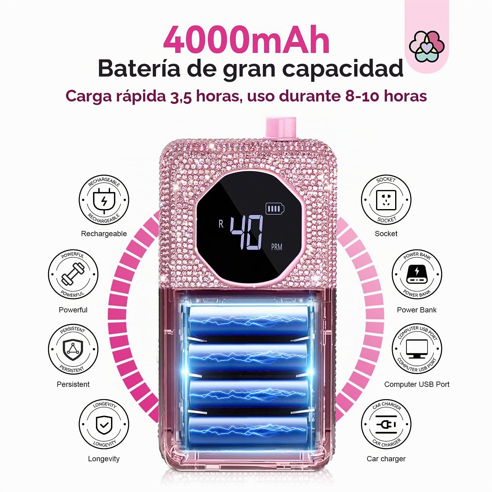 SAVILAND Taladro de uñas profesional portátil de 40000 RPM para uñas