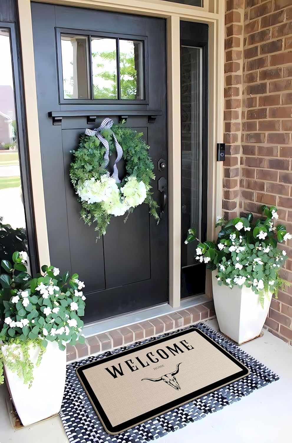 Western Bull Skull Welcome Home Door Mat 17 x 30,Cow Skull Farmhouse Home Decor Door Mat,Western Doormats for Outdoor Entrance Home Indoor