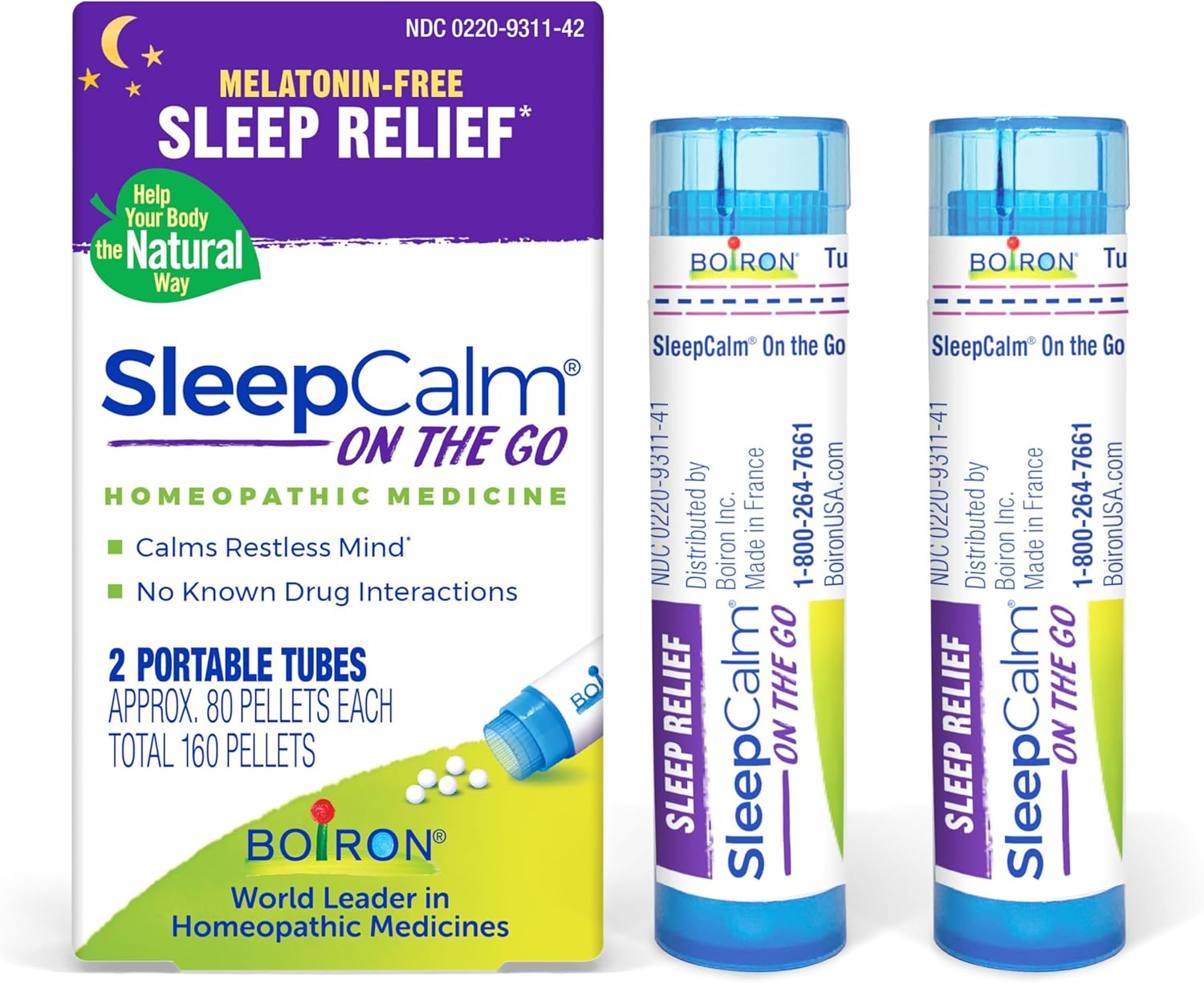Boiron SleepCalm On The Go Sleep Aid for Deep, Relaxing, Restful Nighttime Sleep – Melatonin-Free and Non Habit-Forming – 80 Count (Pack of 2)
