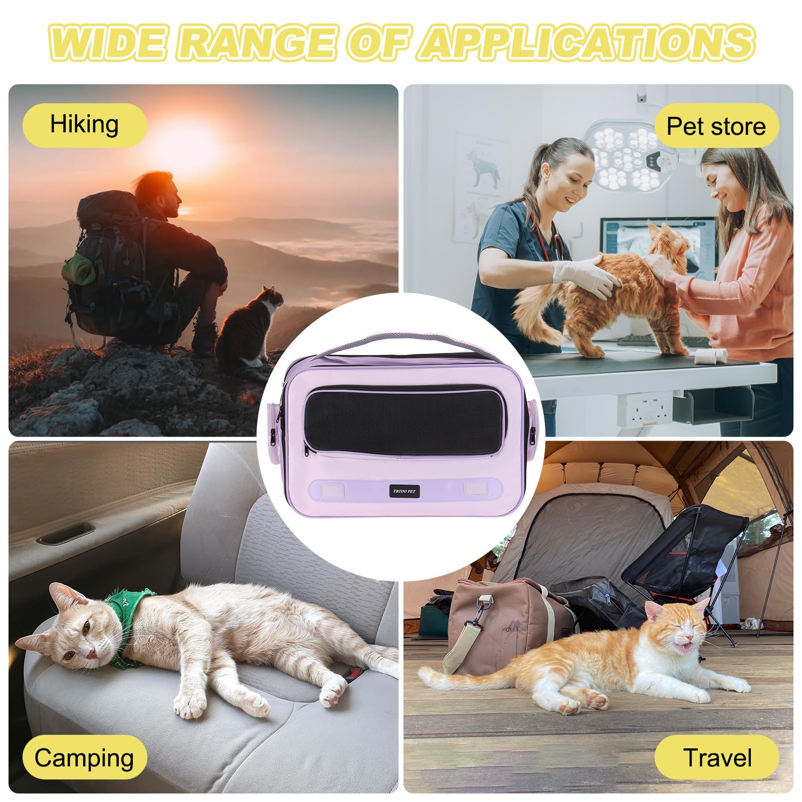 QUARKZMAN Transportín para Gatos para Mascotas, Correa Ajustable para El Hombro, Bolsa Transportadora para Perros Y Gatos Transpirable hasta 14.3 Lbs (Púrpura),