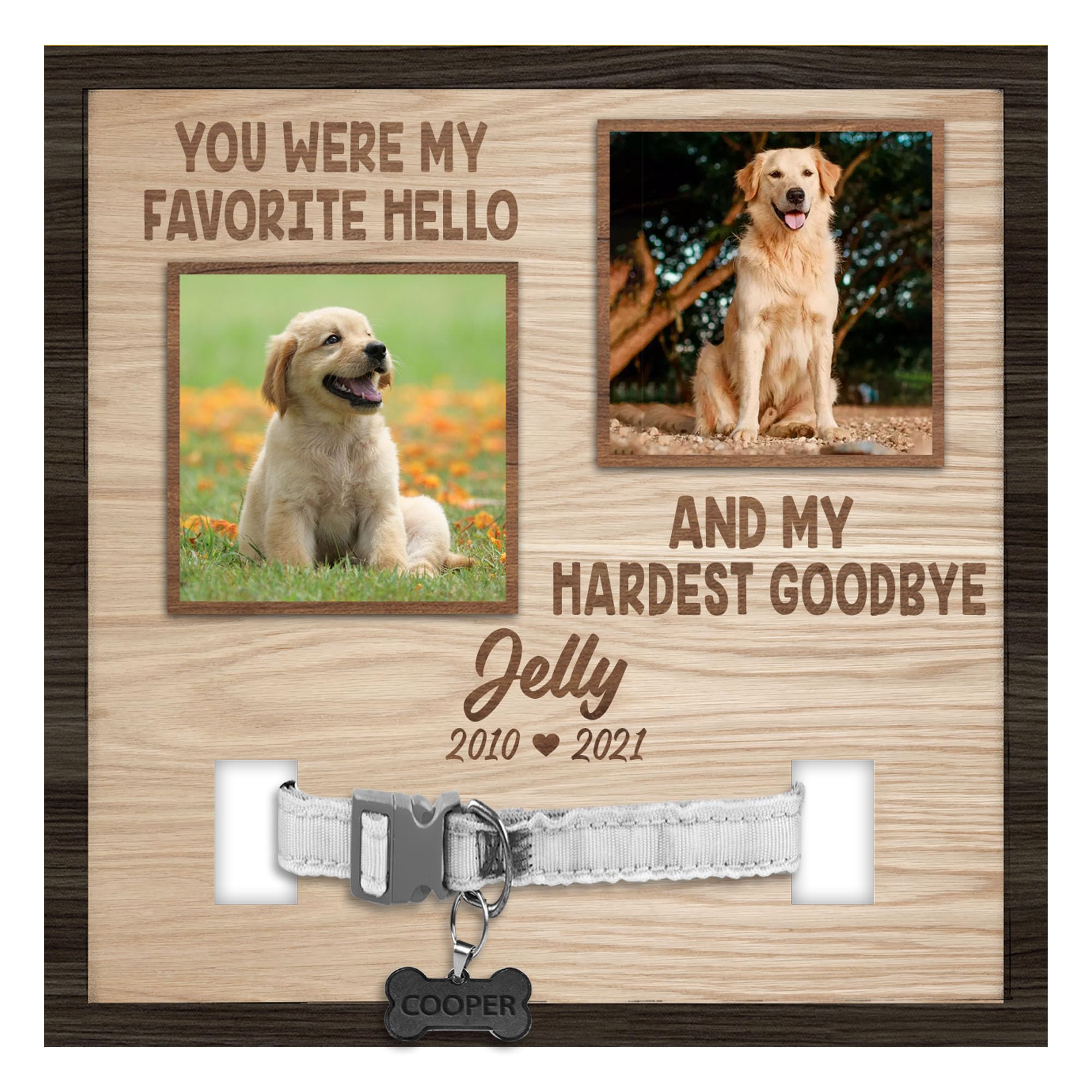 Nazenti Personalized Dog Memorial Picture Frame, Pet Loss Gift, Custom Sympathy Gifts for Loss of Dog, Pet Memorial Frame with Collar Holder, Cat