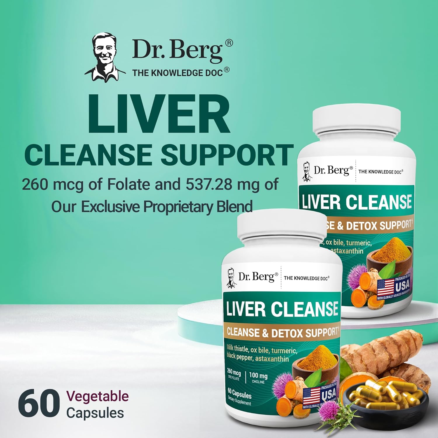 Dr. Berg Liver Cleanse Detox Capsules w/Unique Blend of Milk Thistle, Ox Bile & Folate - Liver Supplement Includes Turmeric, Black Pepper & Choline - 60 Capsules - Image 5