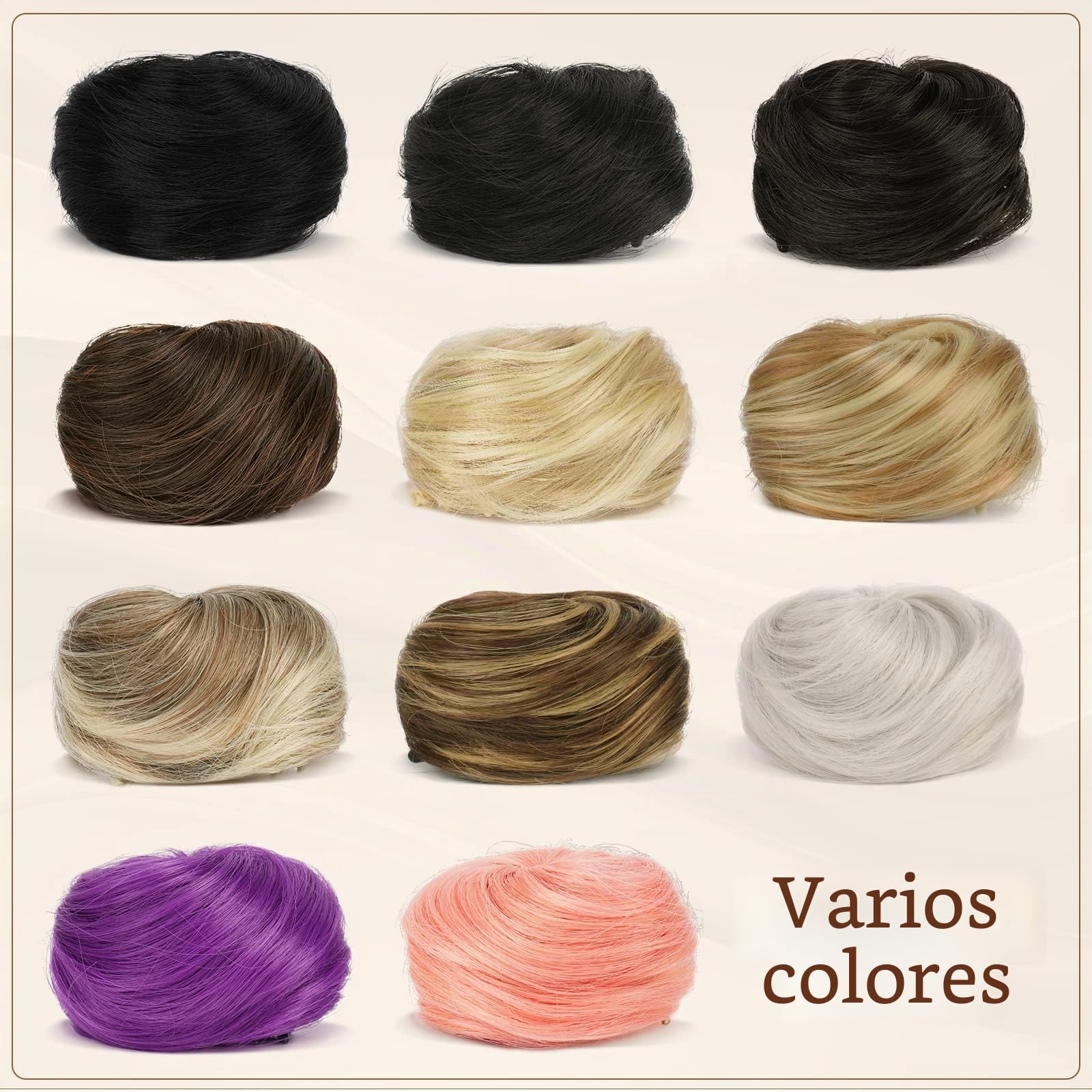 Sofeiyan 2PCS Mini Moños Postizos de Pelo con Garra Pinza Desordenado Extensión de Moño Sintético Extensiones de Cabello Ondulado Pinza Postizos para Mujeres, Mezcla Rubio Oscuro y Rubio Decolorado