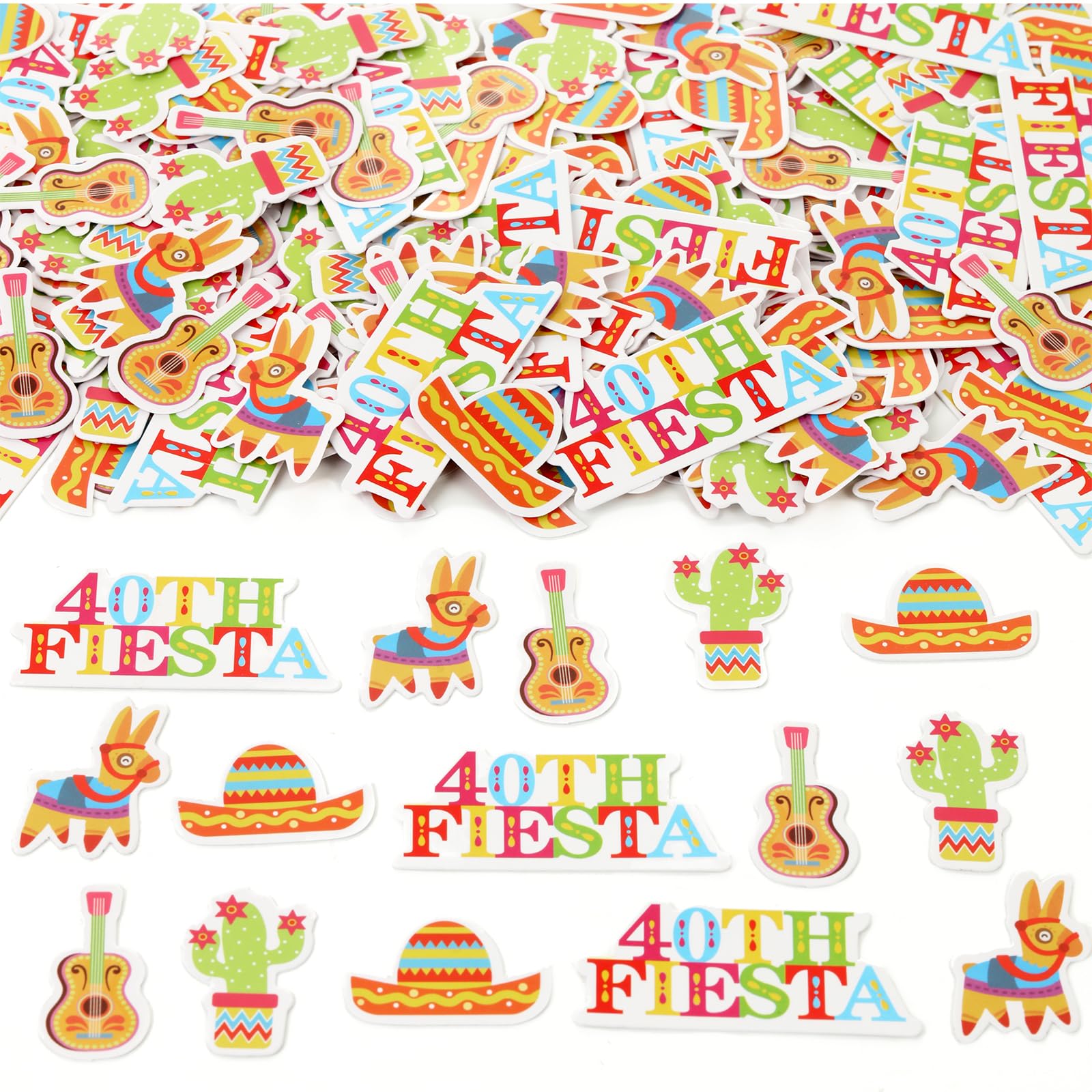 Sursurprise 40th Fiesta Birthday Decorations, 200Pcs 40th Fiesta Confetti for Table, Mexican Forty Birthday Cinco De Mayo Taco Fortieth Birthday Party Supplies