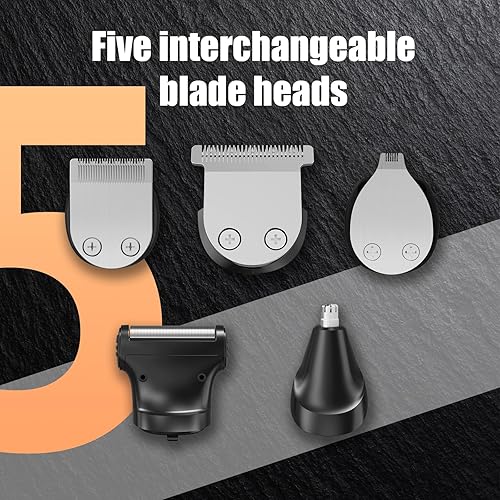 Miniatura 5 de RUIBO Cortapelos para hombres profesional 5 en 1 con cable inalámbrico para barba, nariz, oído, cuerpo, aseo corporal, con tecnología de carga