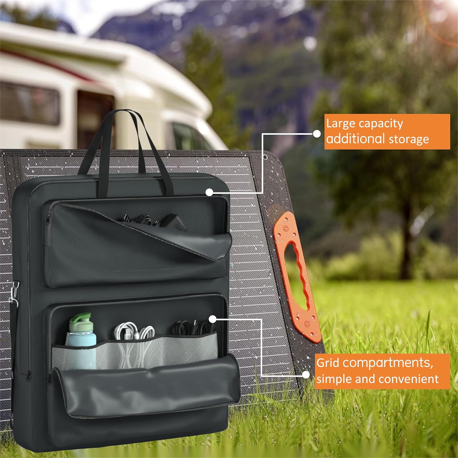 Solar Panel Storage Bag, Compatible With Jackery SolarSaga 100W 100X200W -1680D Marine Canvas+400D Nylon Lining, Suitable for 2 Solar Panels, Waterproof and Durable Solar Panel Carrier