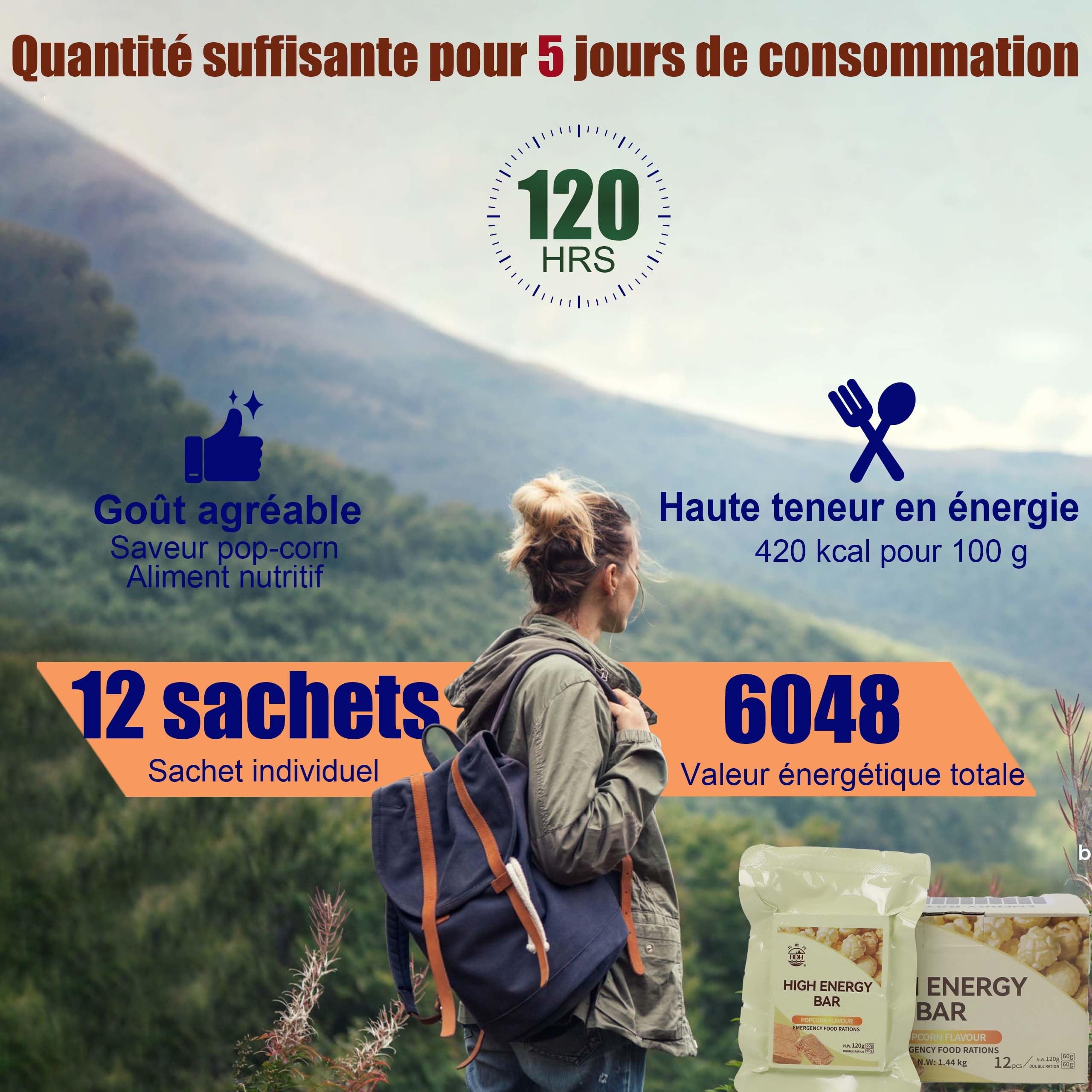 Biscuit énergétique saveur popcorn, Ration de survie longue conservation