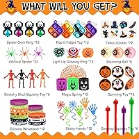 Vista 2 de Recuerdos de fiesta de Halloween para niños, 206 golosinas de Halloween sin dulces, juguetes surtidos de trucos o tratos, premios de aula, regalos