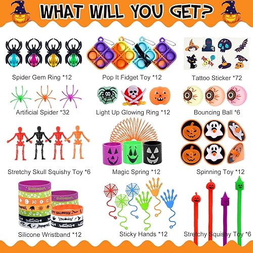 Miniatura 2 de Recuerdos de fiesta de Halloween para niños, 206 juguetes surtidos de Halloween para trucos o tratos, recompensas de aula, surtido de juguetes de