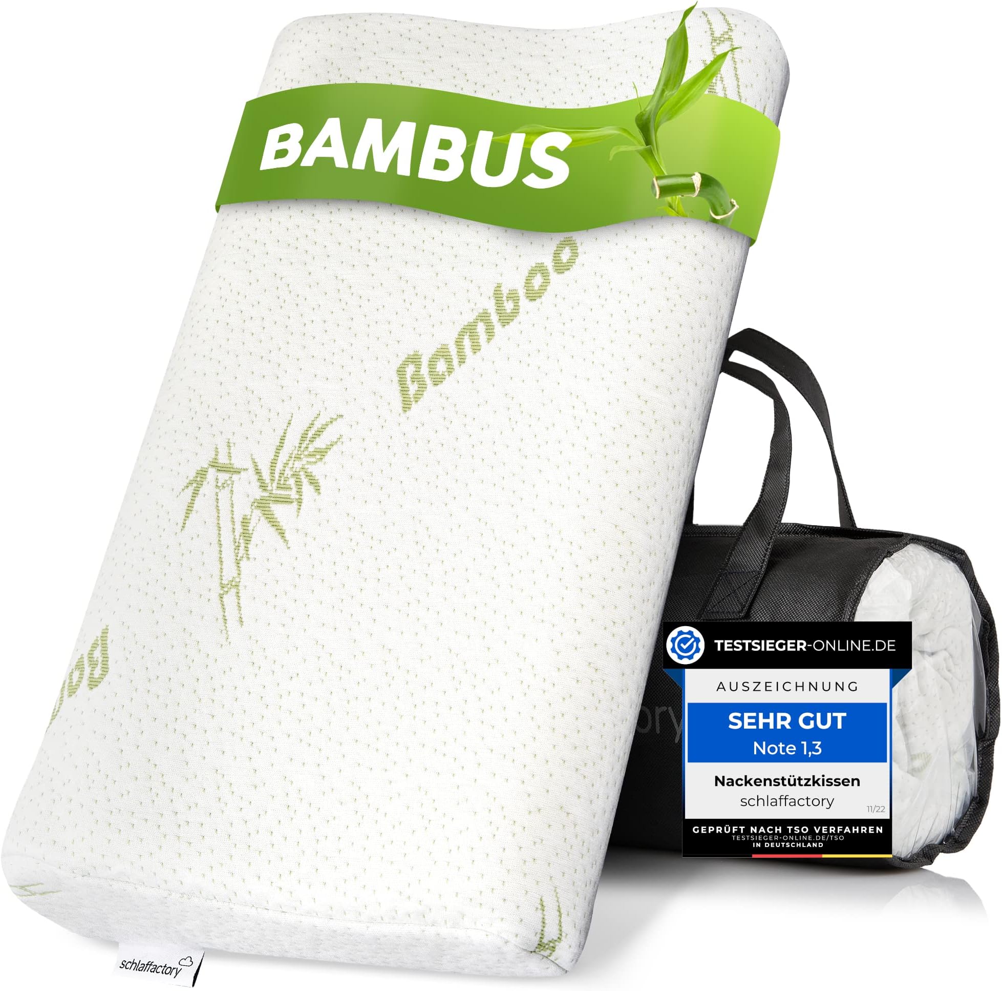 MAJORMENCH Bambus Kissenbezug - Orthopädischer Nackenkissen Bezug 60x40 Cm