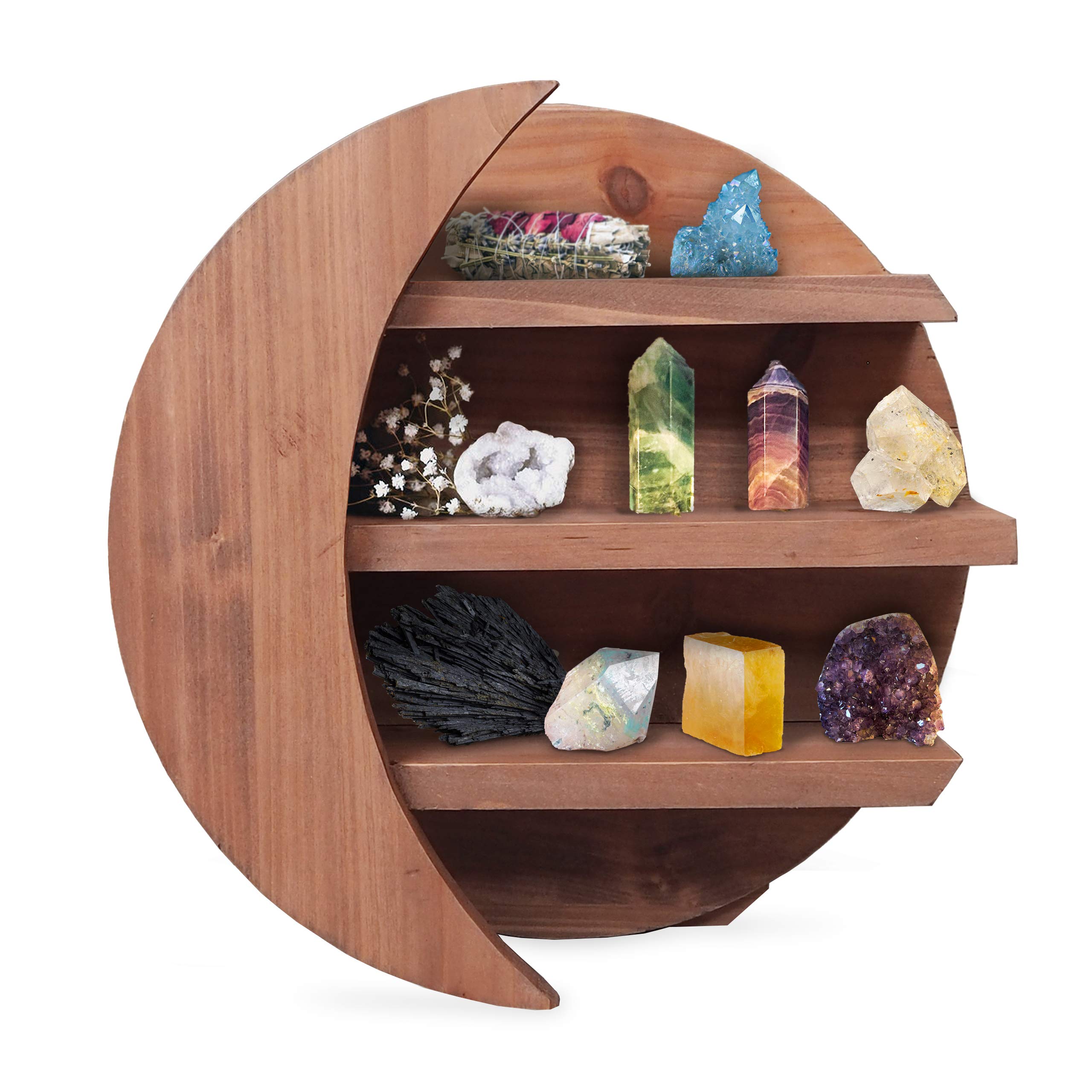 Buy Gibbous Nimbus Moon Shelf for Crystals Wooden Crystal Display Shelf Moon Wall Decor