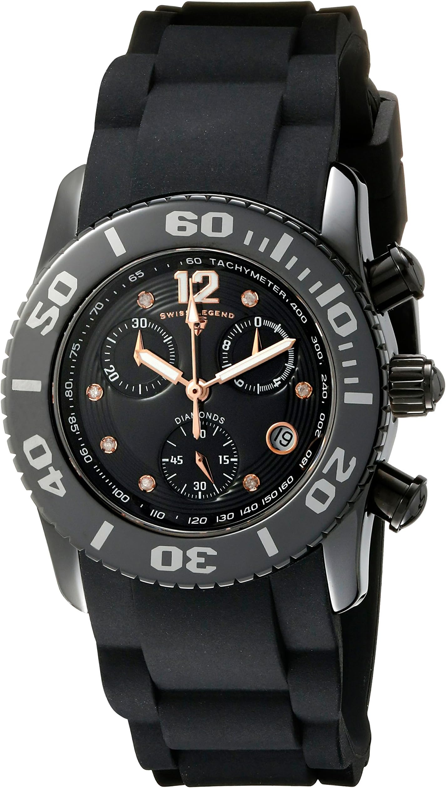 Swiss Legend Women's 10128-01-RA Commander Diamonds Analog Display Swiss Quartz Black Watch