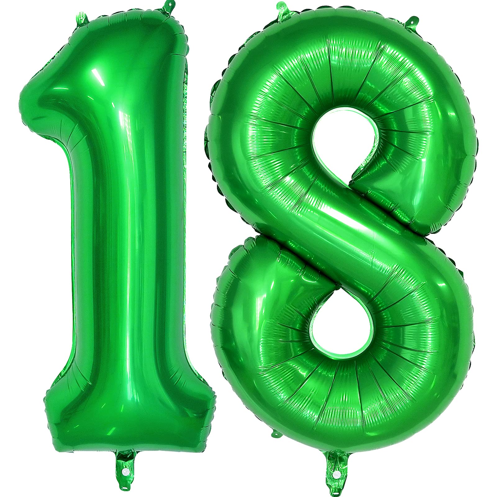 Number 18 Balloons Green, 40 Inch Dark Green Helium Foil Number 18 Balloons, Large Number Balloon Age Balloon Self Inflating for 18th Birthday Wedding Anniversary Party Decorations(Digital 18)