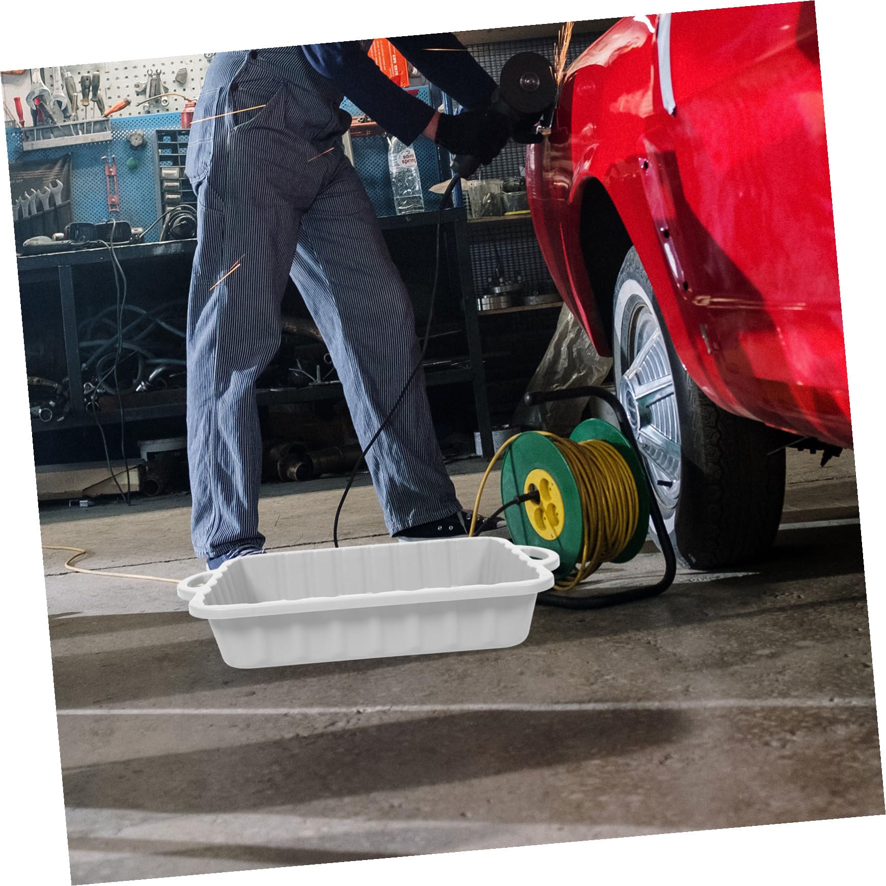 Bac de Récupération D'huile en Plastique Polyvalent Grosse Capacité Conception Anti-Fuite pour Vidange Automobile et Entretien Moto en Atelier