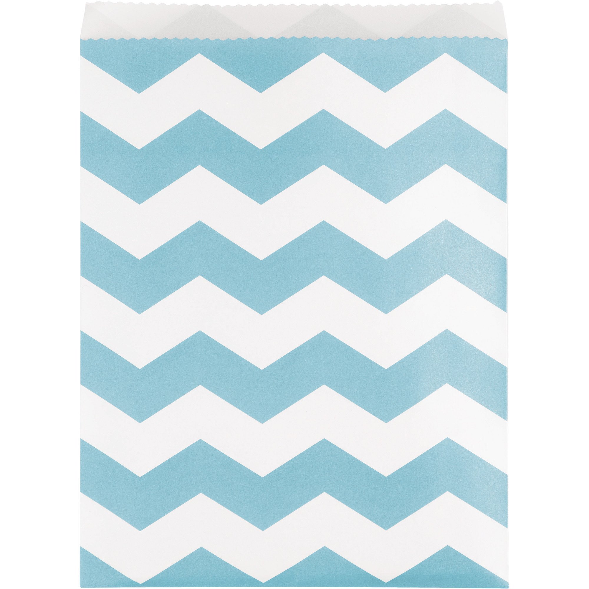 Creative Converting Chevron Pattern Paper Treat Bags, 10-Piece, Pastel Blue