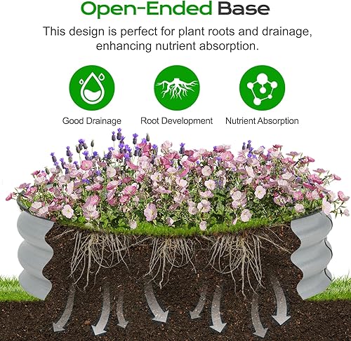 Miniatura 6 de Aoodor Kit de cama de jardín elevada galvanizada de 2 piezas, 9 pulgadas de alto Aluzinc de metal redondo de 30 pulgadas para verduras, flores y