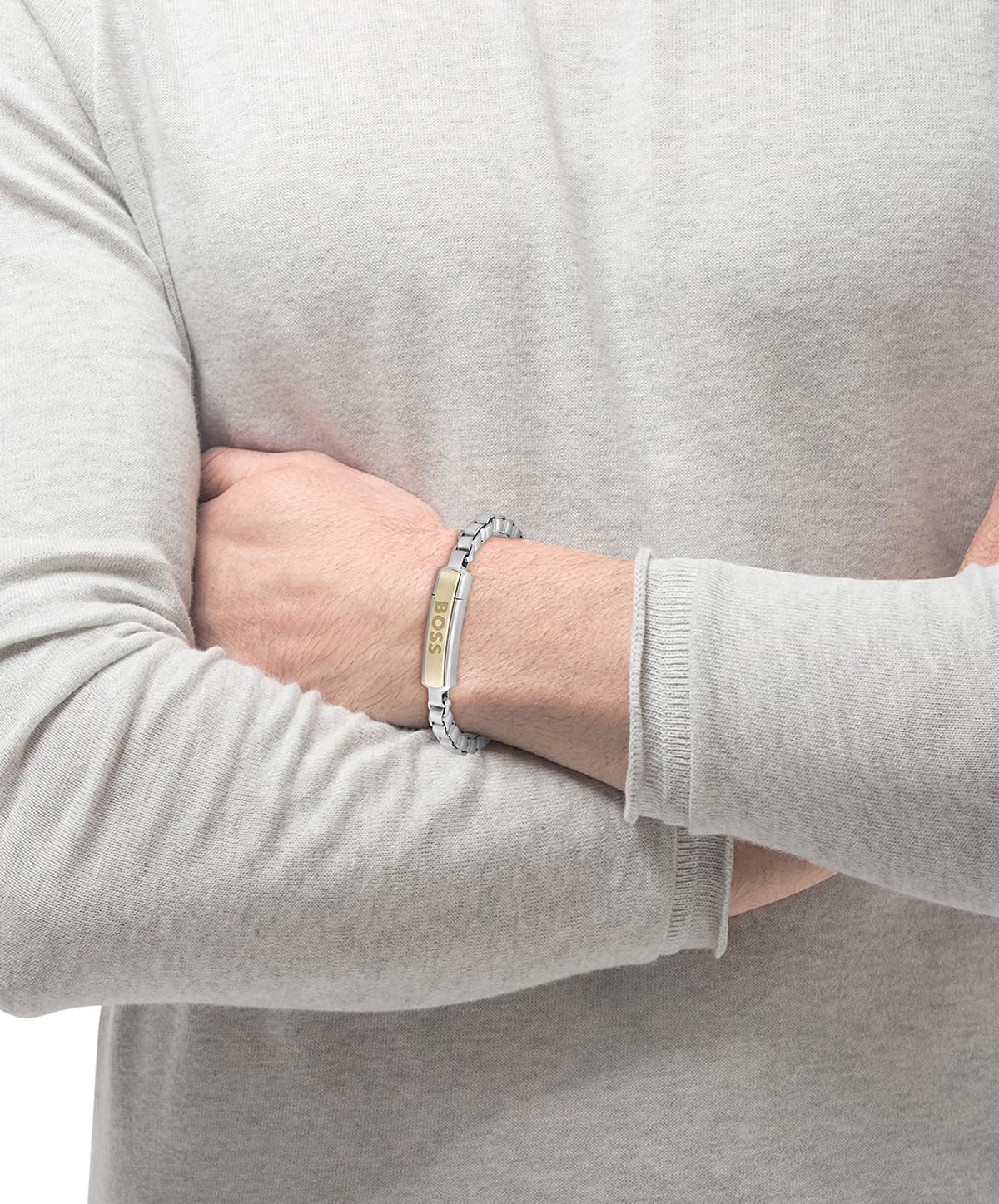 BOSS Jewelry Halskette oder Gliederarmband für Herren Kollektion DEVON aus Zweifarbiges Edelstahl, Bracelet
