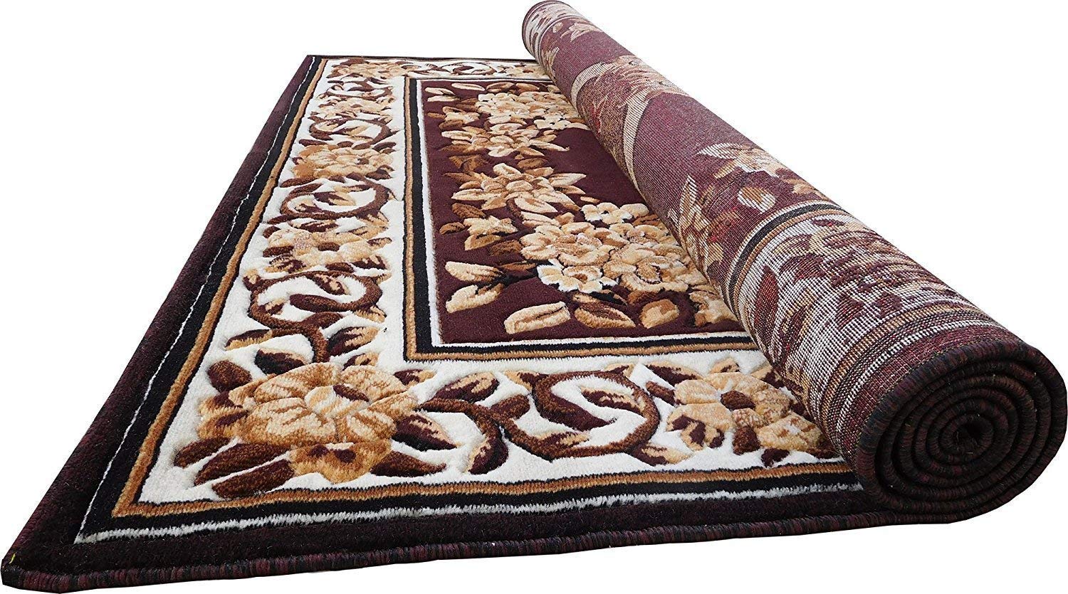 Paradise Carpet Creation Floral Persian Carpet (Brown, Acrylic, 6 X 8 Feet)