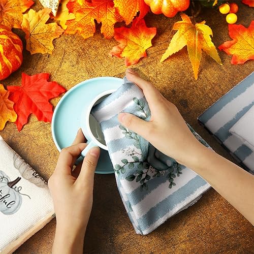Miniatura 4 de Peryiter 4 toallas de cocina de Acción de Gracias de 16 x 24 pulgadas, toallas de mano de calabaza otoñal para baño, paño absorbente de secado