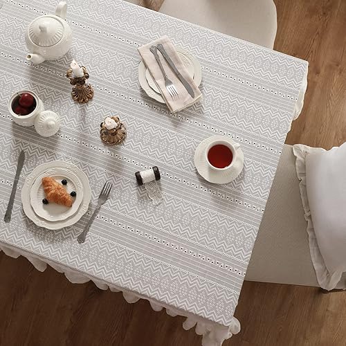 Miniatura 7 de patdrea Mantel de encaje francés blanco rectangular de algodón para otoño Navidad lavable para bodas fiestas eventos banquetes cocina picnic camping