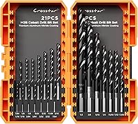 Crosstar M35 Cobalt Drill Bit Set 21pc TiAlN Coated for Stainless Steel & Hardened Metal - Triple Flute Design 1/16-1/2"