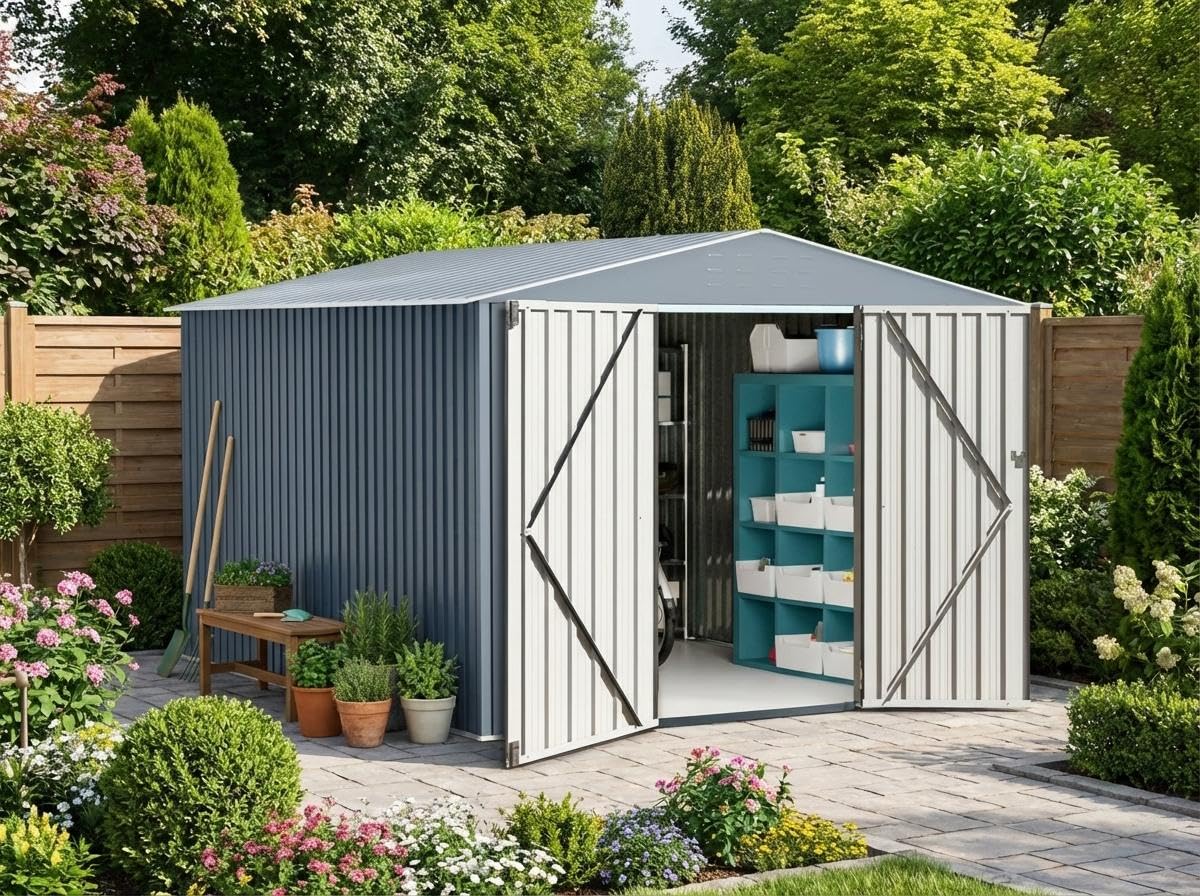 Photo 1 of ***PARTIAL SET***

10x10 ft Metal Storage Shed, Outdoor Garden Tool Sheds with Sturdy Frame Structure, Large Metal Storage Shed with Lockable Door for Garden, Lawn, Backyard, Grey
