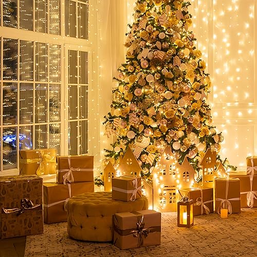 Miniatura 8 de Luces LED de Navidad, 100 unidades, luces de Navidad de 50 pies para exteriores e interiores, grado comercial, cable blanco resistente, luz blanca