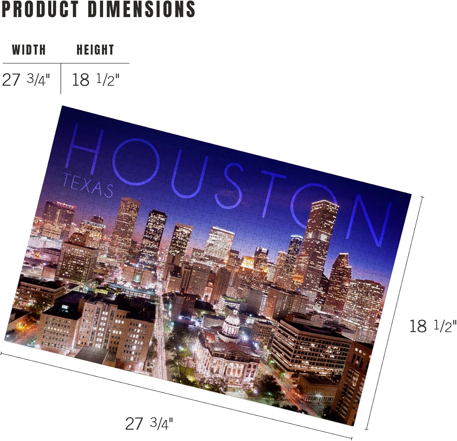 Lantern Press Houston, Texas, Skyline at Night 1000 Piece Jigsaw Puzzle for Adults, Made in USA with Reference Poster