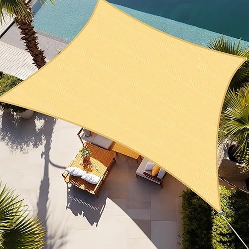 Shade&Beyond - Toldo tipo vela rectangular de 8 x 12 pies para proporcionar sombra, para patios, color arena