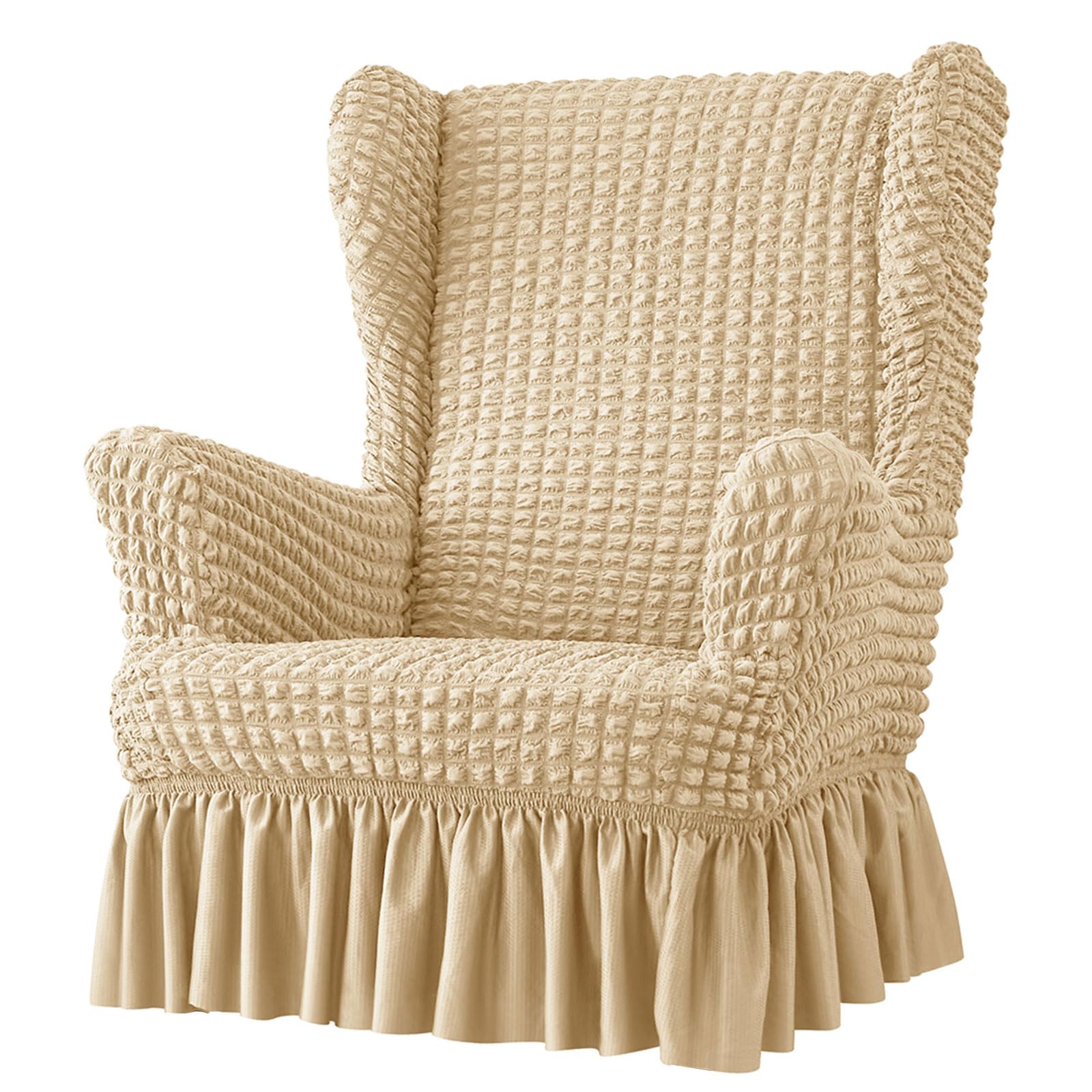 CRFFZ Stretches Wingbacks Chair Slipcover, Wing Chair Covers with Skirt Soft Wing Back Covers with Arm with Elastic Bottom Removable Slipcover
