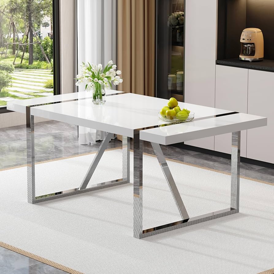 Amazon.com - Ebullient 71“ White Dining Table, Modern Dining