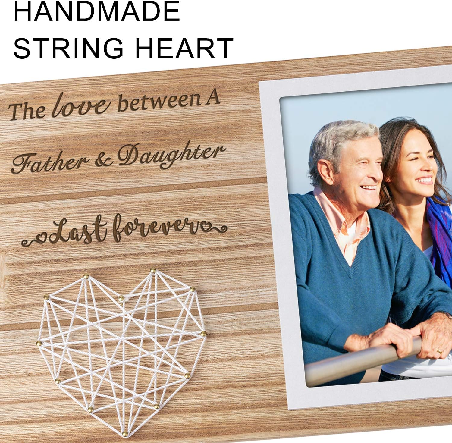 kullder Personalized Wood Photo Frame Dads Picture Gifts Fathers Day Frame Gifts for Dad from Daughter Unique Engraved Wooden Frame 4x6 Picture Holder Photo Plaque Keepsake for Papa