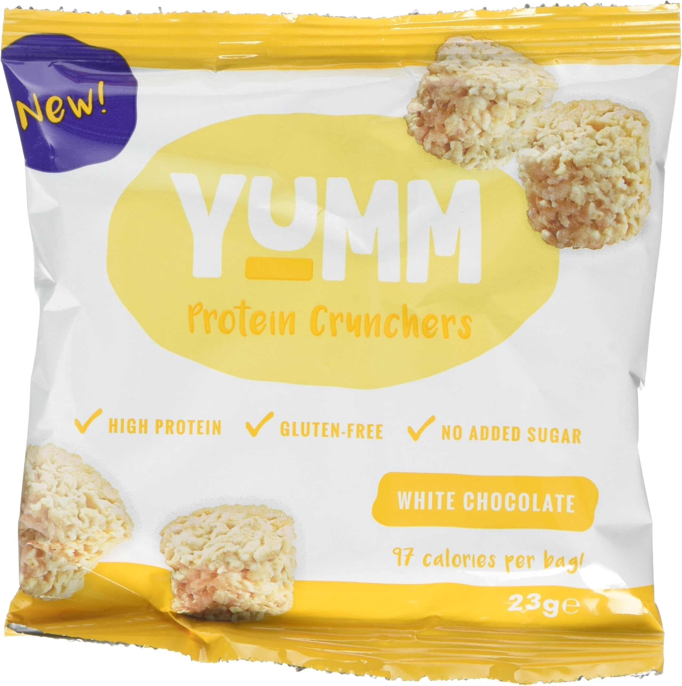 YUMM Chocolate Protein Snack Crunchers - low calorie and gluten free - 10 Pack Box (White Chocolate)