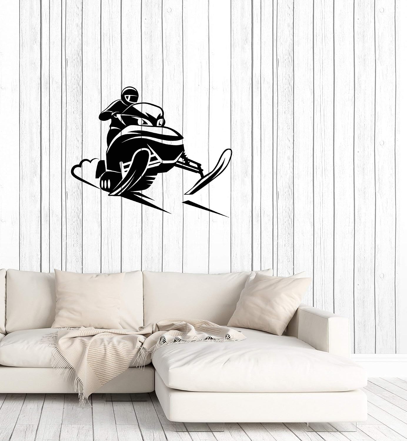 Vinyl Wall Decal Snowmobile Race Snowmobiling Winter Activities Stickers Mural Large Decor (ig5933) Black
