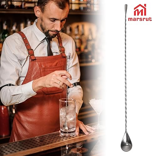 Miniatura 7 de Cuchara de acero inoxidable con mango largo, palitos agitadores de dedos de metal para mezclar cócteles, revolver café, ideal para barmanes y