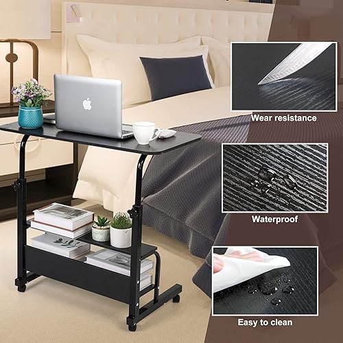 Miniatura 5 de Escritorio universal movible mesa para espacios pequeños almacenamiento conveniente escritorio portátil computadora escritorio ajustable casa Negro