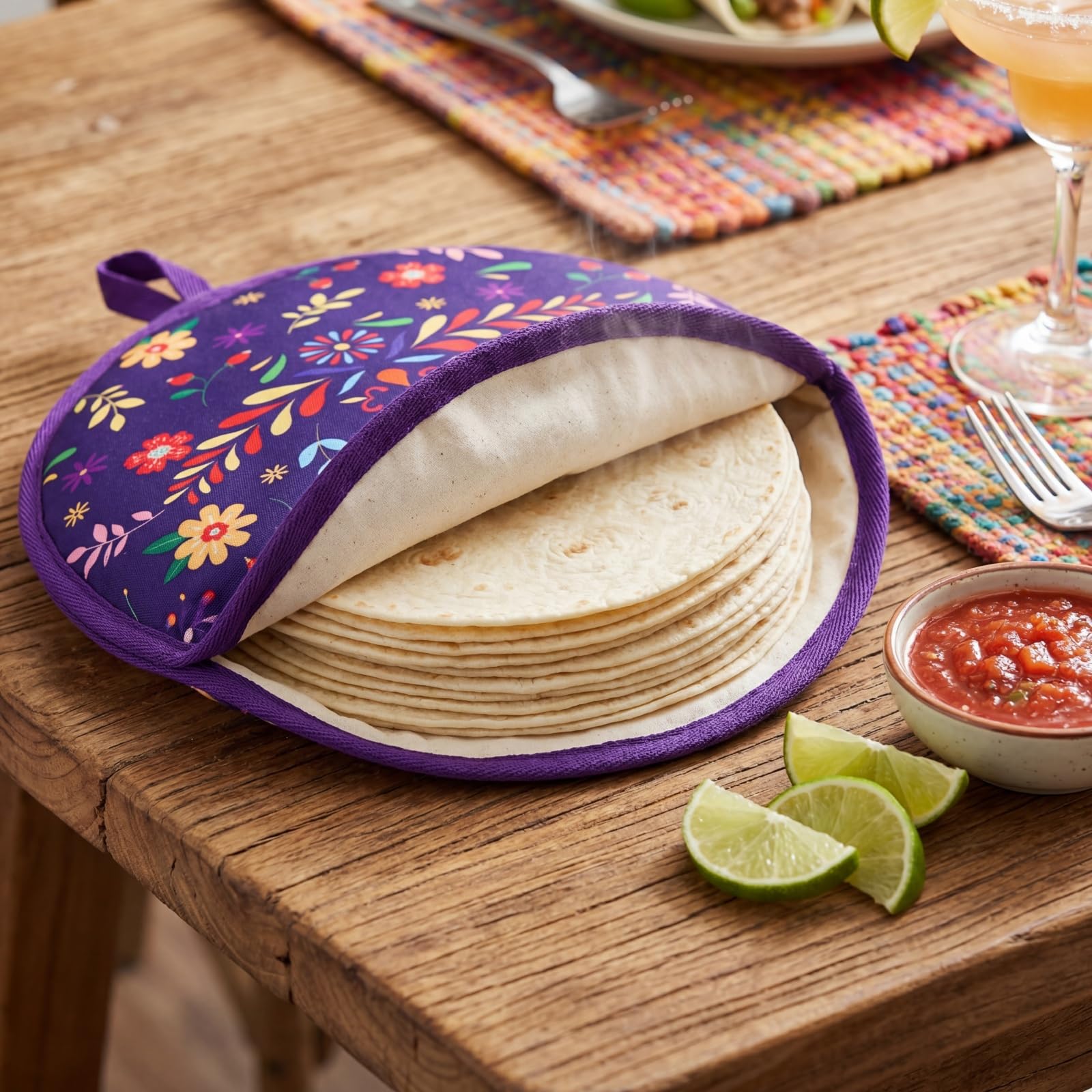 Lyellfe Tortilla-Wärmerbeutel, 30,5 cm, isolierter Tuch-Taco-Wärmer für Maismehl-Tortillas, Taco-Dienstagabend, Halloween-Party, mikrowellengeeignet, gefriergeeignet, 3 Stück