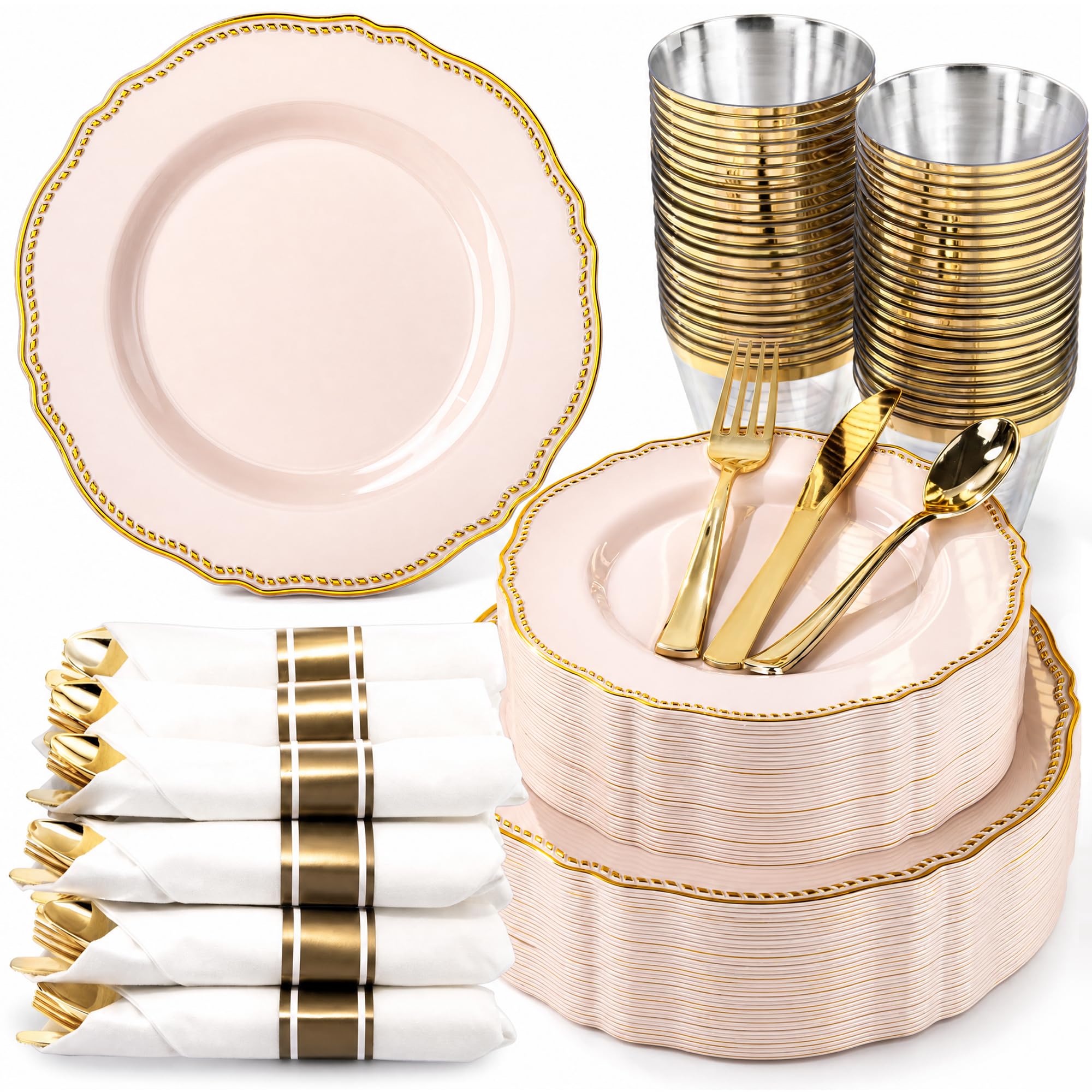 Ivory Gold Plates for Weddings & Parties -23