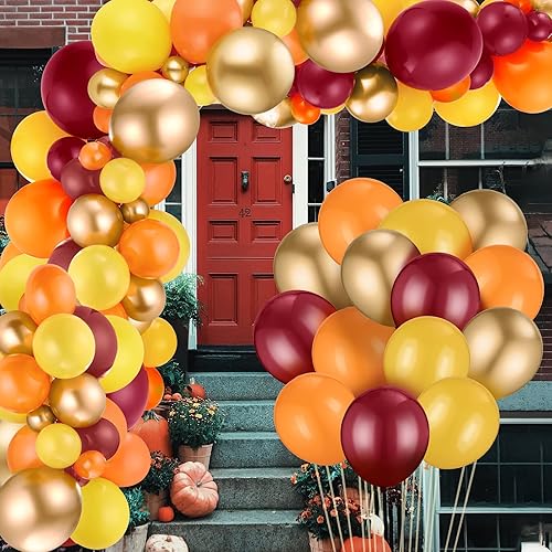 Miniatura 6 de Kit de guirnalda de globos de otoño de 124 piezas, globos de Acción de Gracias, naranja y dorado, kit de arco de guirnalda de otoño, globos de látex