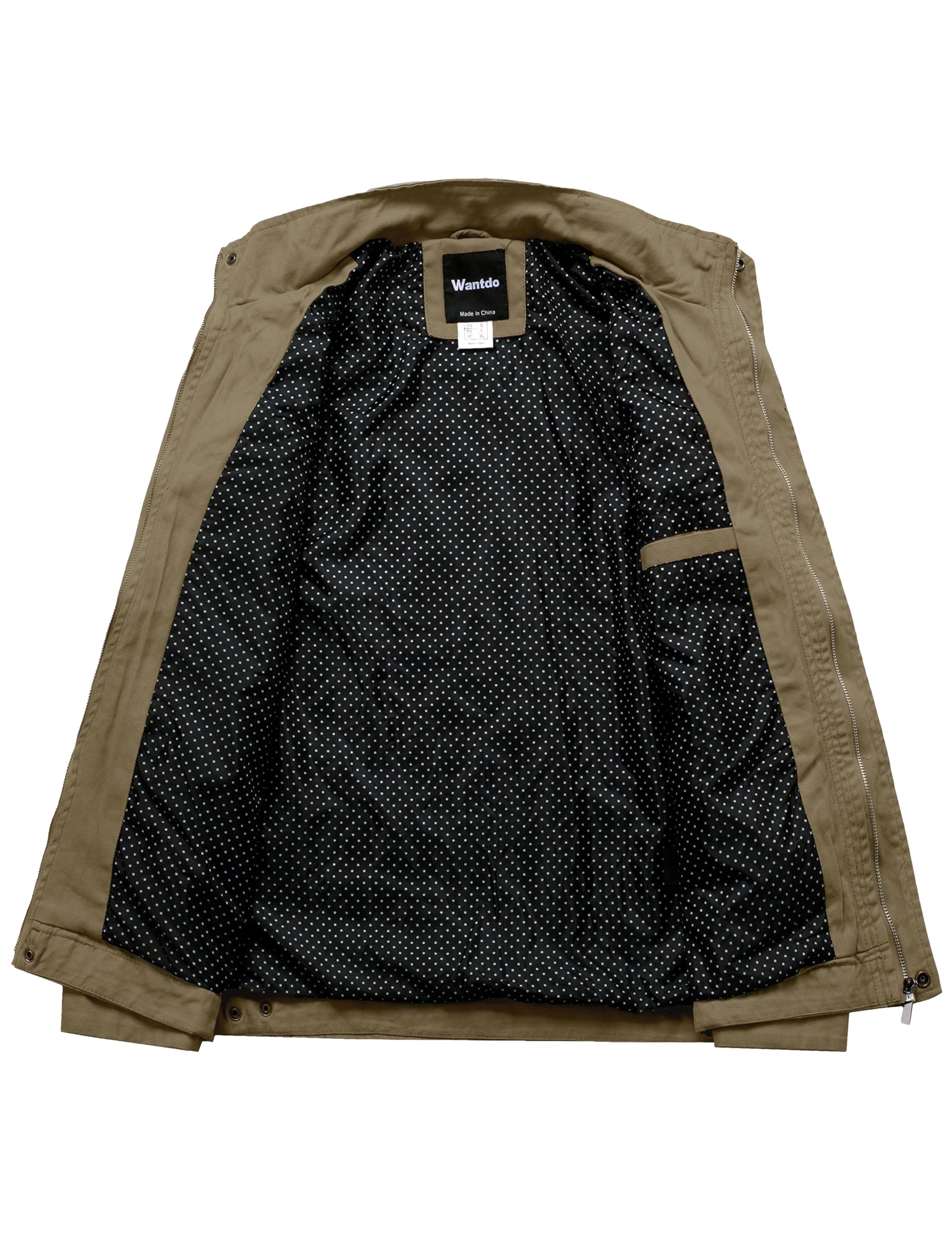 Wantdo Giubbotto Primaverile Uomo Classica Militare Giacca Autunnale | Giacca Cotone, Leggera,Cappotto con Zip,Antivento, Mezza Stagione,Outdoor, Lavoro,Casual,Escursionismo, Uso Quotidiano