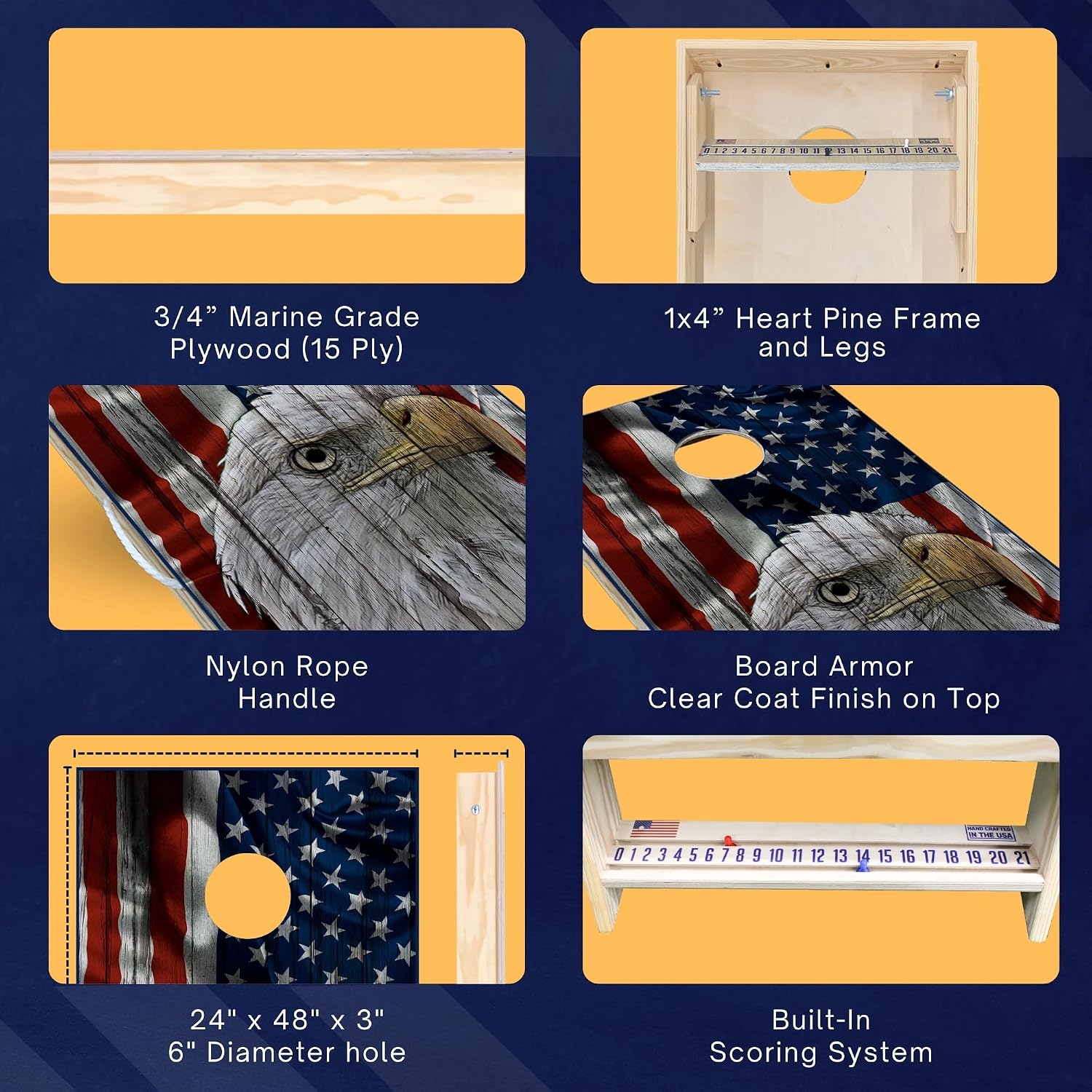 Cornhole365 Complete Cornhole Board Set - Includes Solid Wood Cornhole Board, 8 All-Weather Cornhole Bags, Portable Carrying Case & String Tote Bag Outdoor Game Bundle
