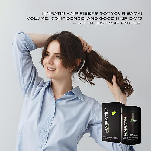 Miniatura 9 de HAIRATIN - Fibras de construcción para cabello adelgazante, castaño medio, 28G  Logra resultados más completos y de aspecto natural, oculta