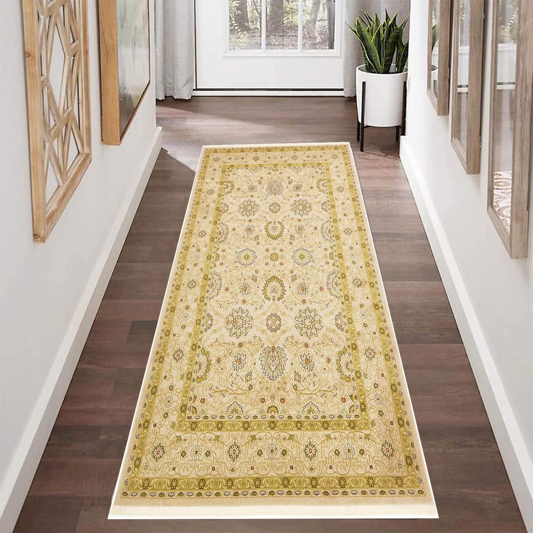 YANHONG Carpet Protector Floor Mat 100 x 430 cm Non-slip Durable Anti-fouling Floor Mat With Non-Slip Back for Hallway Kitchen Living Room, Yellow — image 1