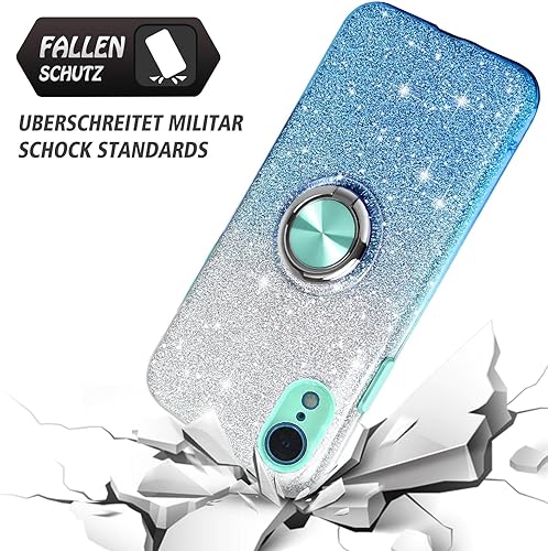 Miniatura 7 de Funda para iPhone XR, delgada, brillante, suave, TPU a prueba de golpes, soporte de anillo protector de soporte híbrido protección contra caídas,