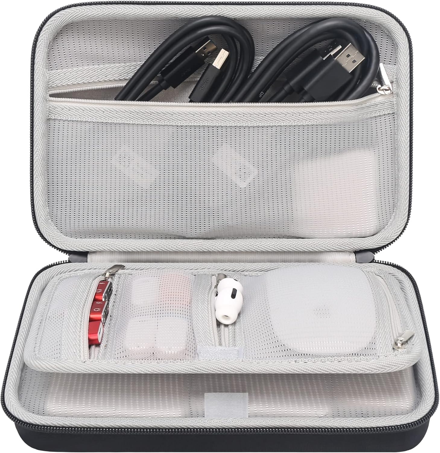Elonbo Hard Travel Cords Organizer Universal Small Electronic Accessories Carrying Case for Chargers Cables MacBook Adapter Magic Mouse Apple Pencil Flash Disk Tech Portable Storage Bag, Black+Grey : Clothing, Shoes & Jewelry